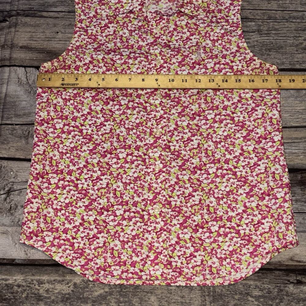 Ralph Lauren Polo Golf Top Women's Size 4 Sleeveless Button Cotton Floral Pink - Picture 5 of 7